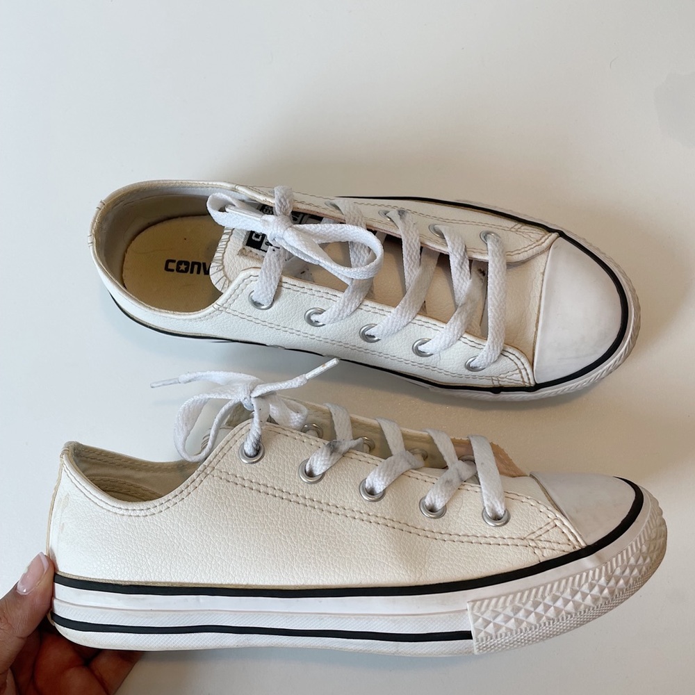 Converse White Leather with Black Trim